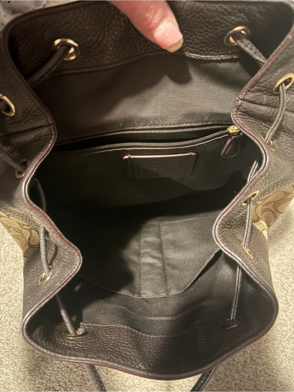 Coach Billie Brown Jacquard Signature Canvas Backpack - Picture 5 of 9